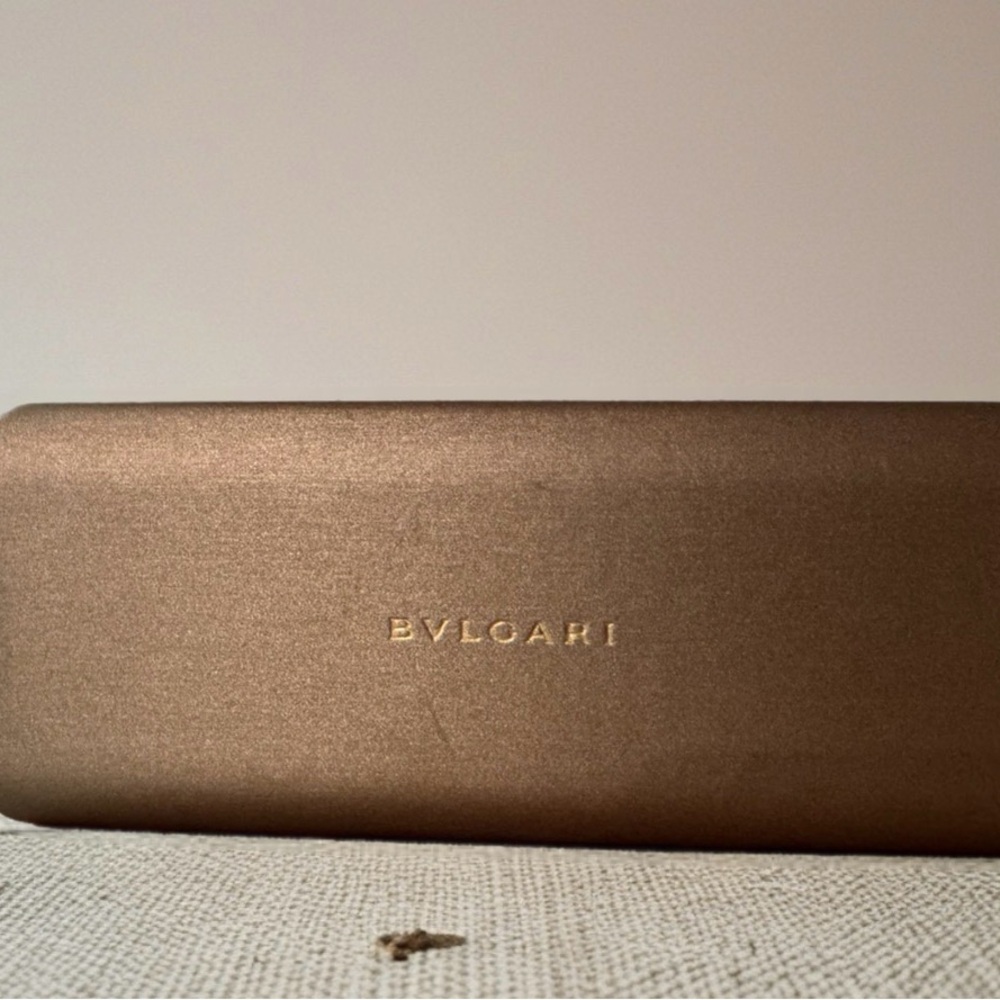 Bulgari Metallic Bronze Sunglasses Case with Gold Logo